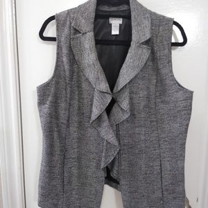 Chico's Gray/Black Ruffle Vest